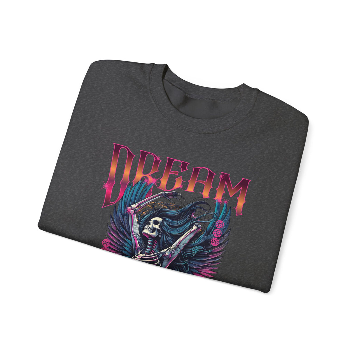 Dream Maker Skeleton with Wings Crewneck Sweatshirt | Gothic Rock Graphic