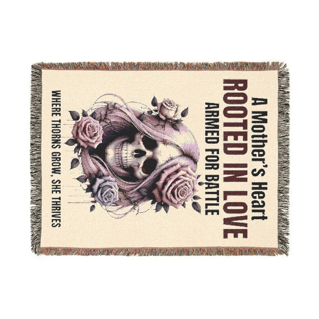 Customizable: A Mother's Heart: Rooted in Love, Armed for Battle, Where Thorns Grow, She Survives Woven Blanket | Bohemian Decor for Cozy Living
