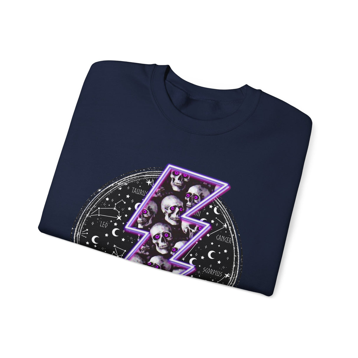 Skull Lightning Bolt Sweatshirt | Gothic Neon Skull Crewneck