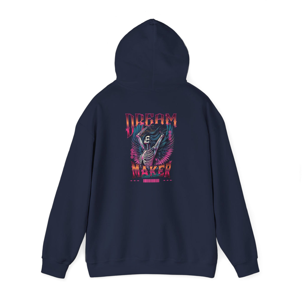 Dream Maker Skeleton Angel Hoodie ON THE BACK OF THE HOODIE | Neon Gothic Wings, Retro Vaporwave