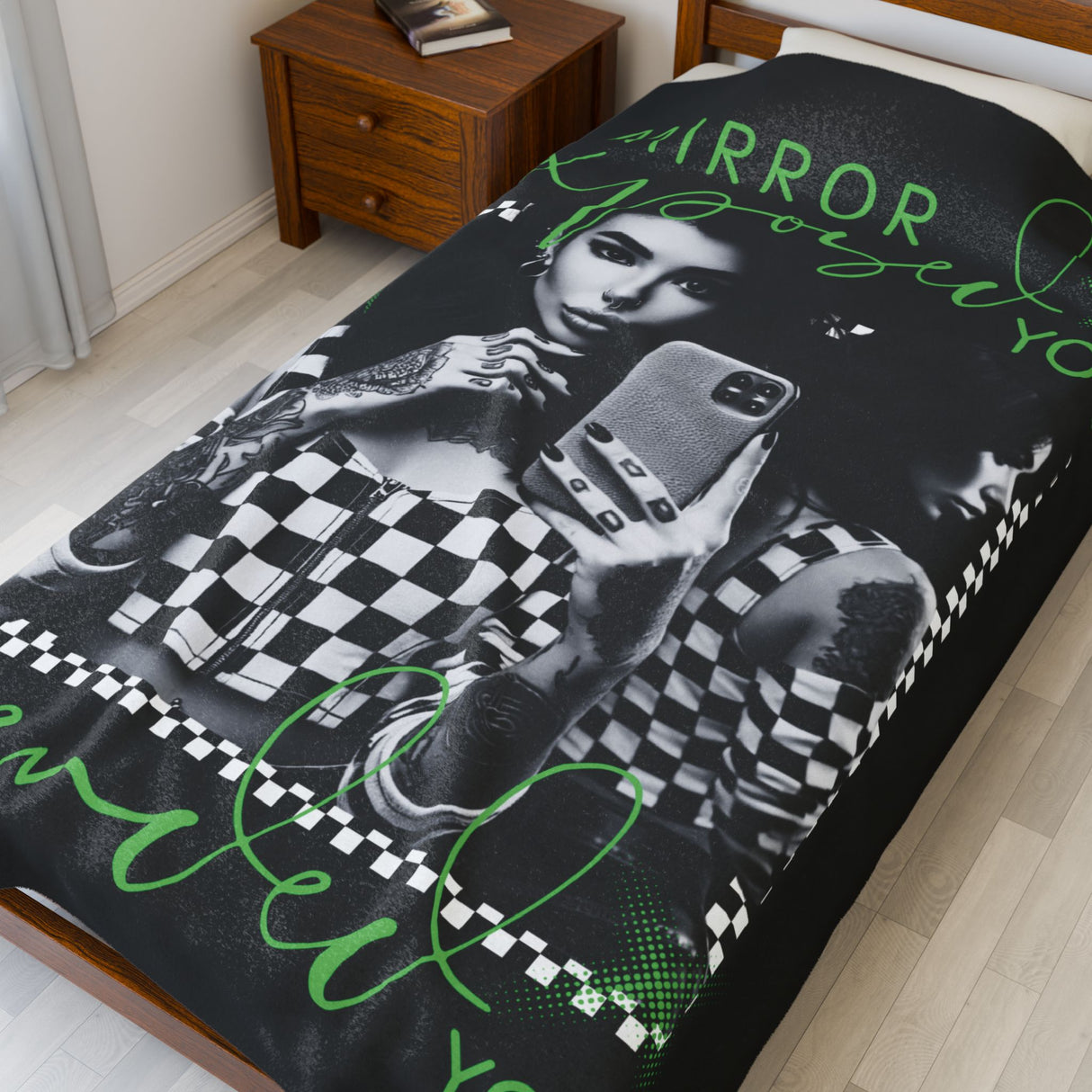 Mirror Exposed You, My Selfie Ended You - Velveteen Plush Blanket - Cozy Decorative Throw for Home