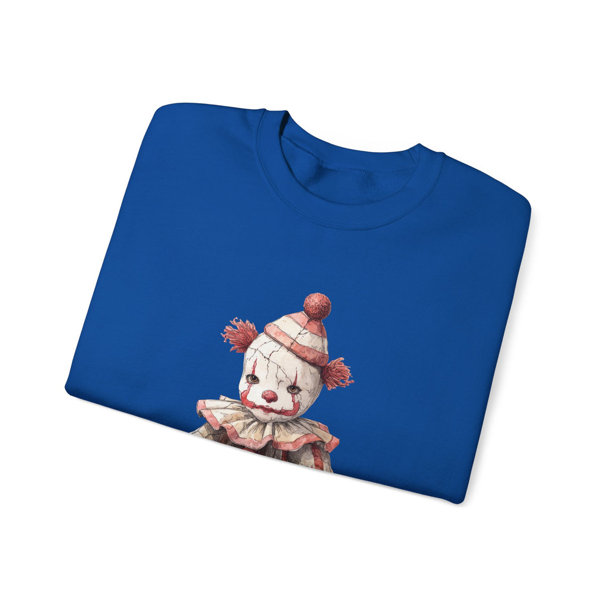 Vintage Rag Doll Clown Sweatshirt | Cute Sitting Clown Illustration