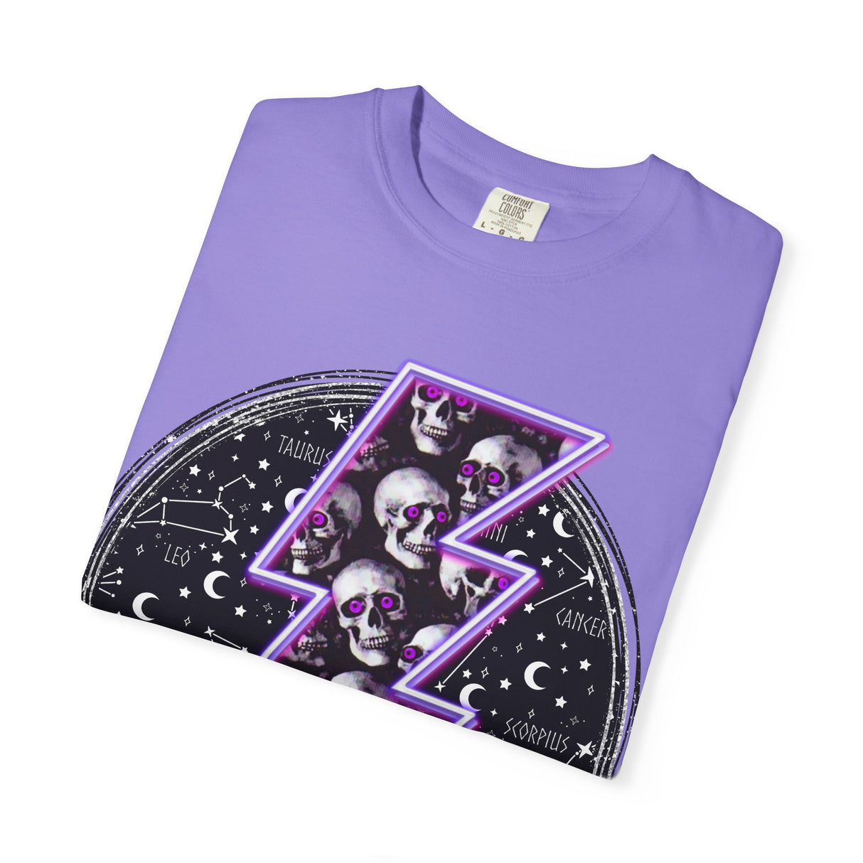Skull Lightning Bolt T-Shirt | Neon Purple Skull Bolt Tee