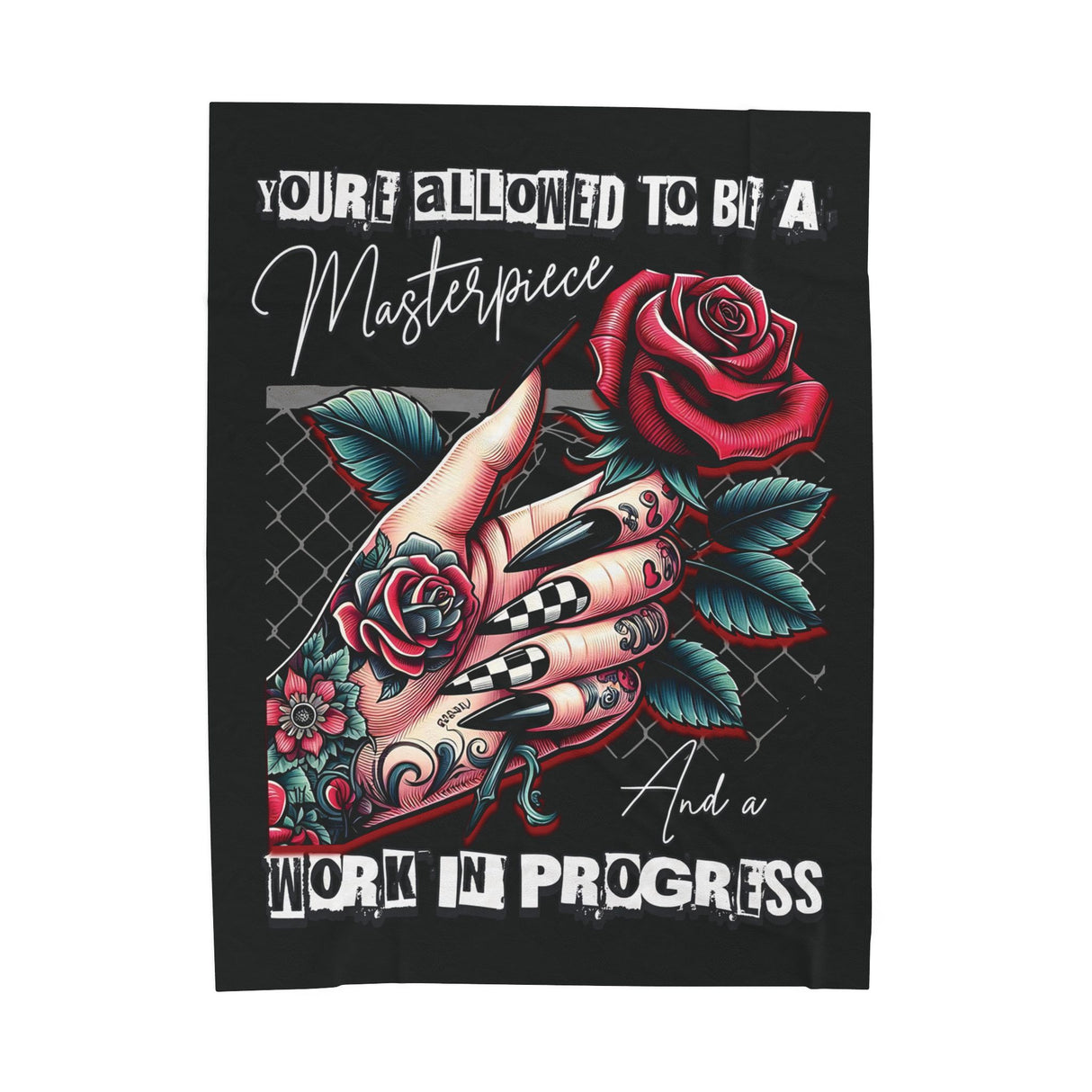 *EXCLUSIVE*You Are Allowed to Be a Masterpiece & A Work in Progress - Velveteen Plush Blanket - Cozy Decorative Throw for Home