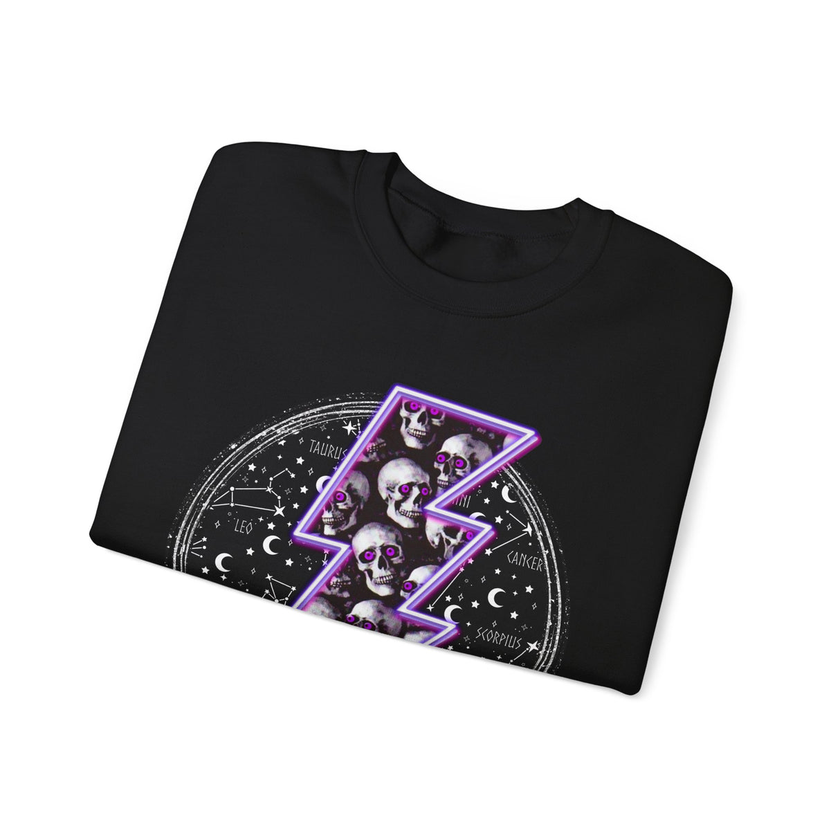 Skull Lightning Bolt Sweatshirt | Gothic Neon Skull Crewneck
