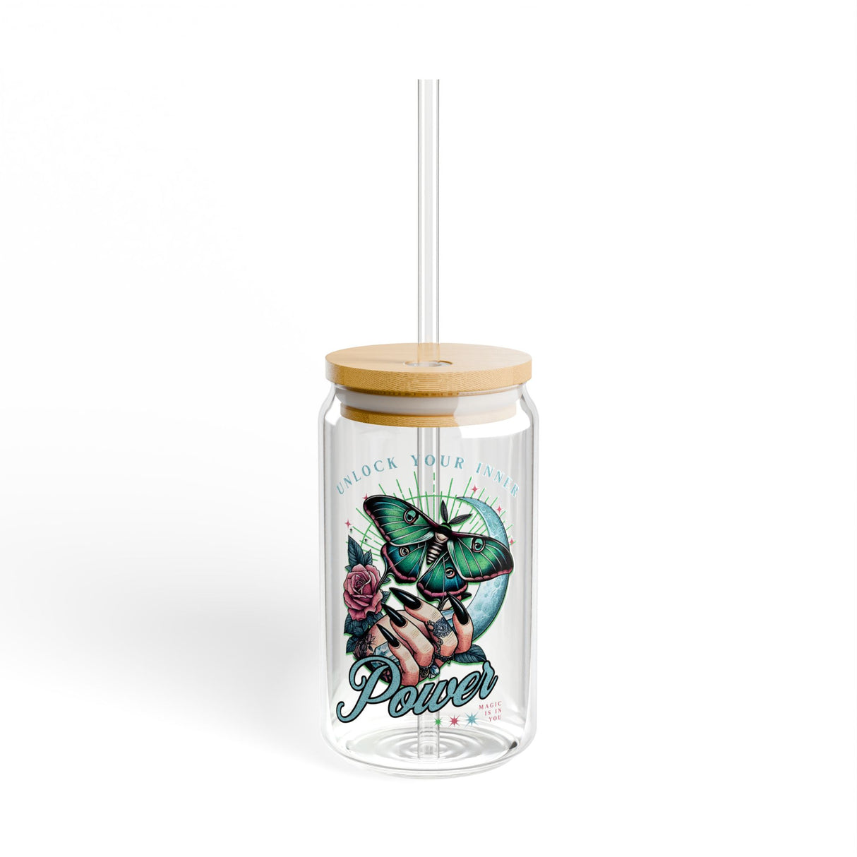 *EXCLUSIVE* UNLOCK YOUR INNER POWER - Sipper Glass - 16oz with Tattoo-Inspired Design