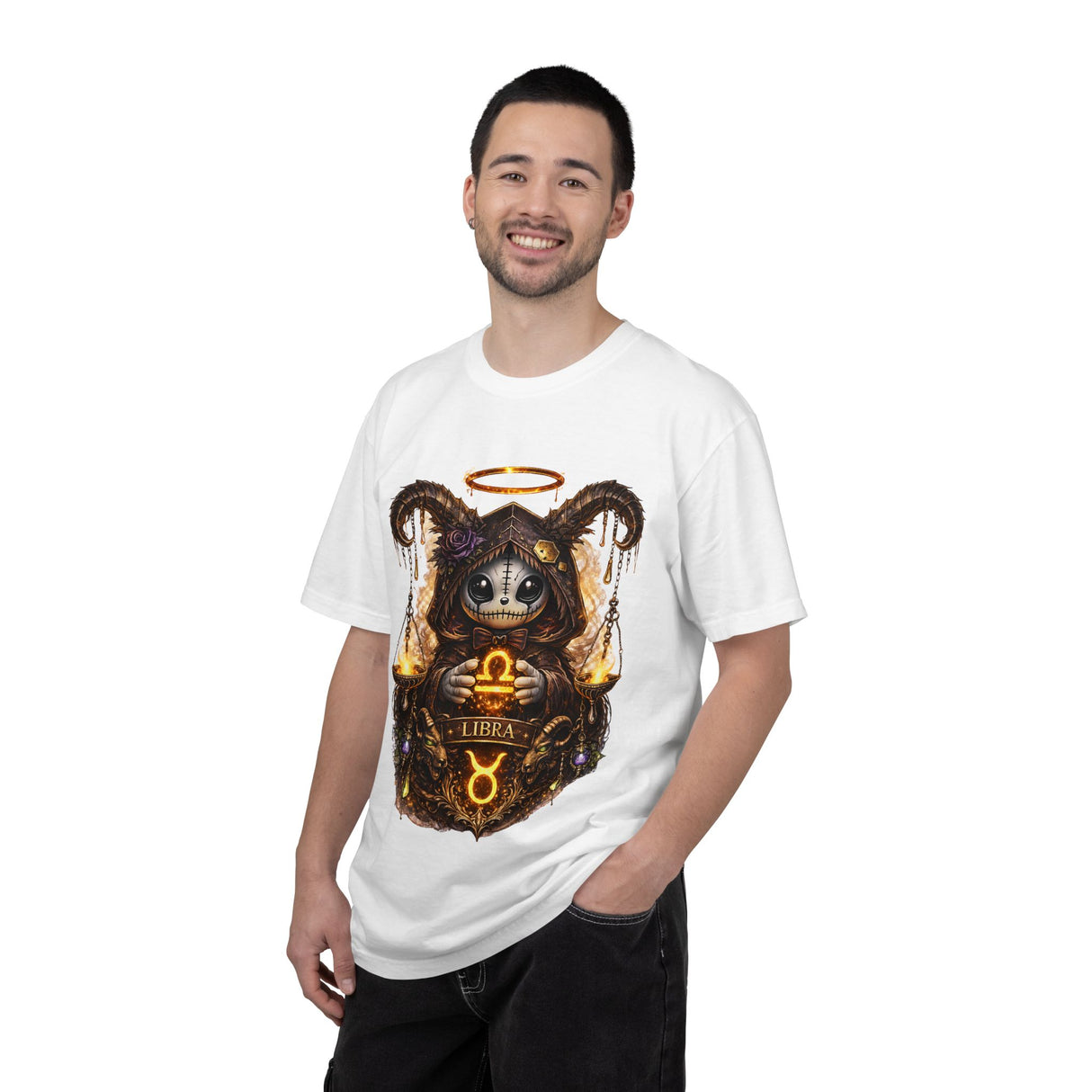 Libra Demon Cat zodiac scales T-Shirt | Astrology spooky occult tee