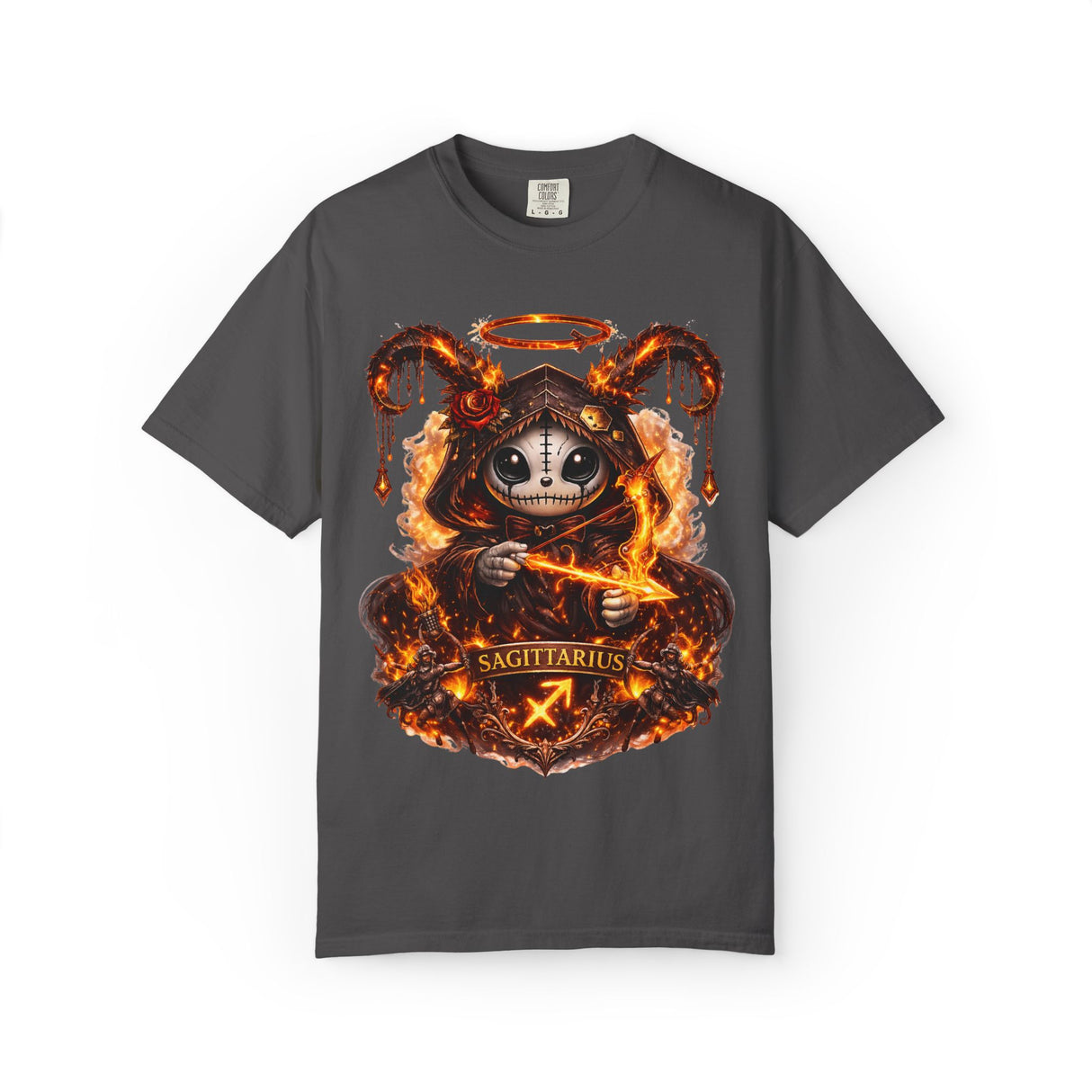 Fiery Sagittarius Skull Archer T-shirt | Zodiac Archer Graphic Tee