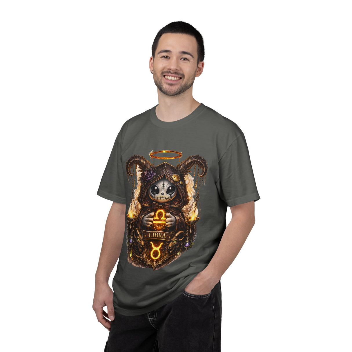 Libra Demon Cat zodiac scales T-Shirt | Astrology spooky occult tee