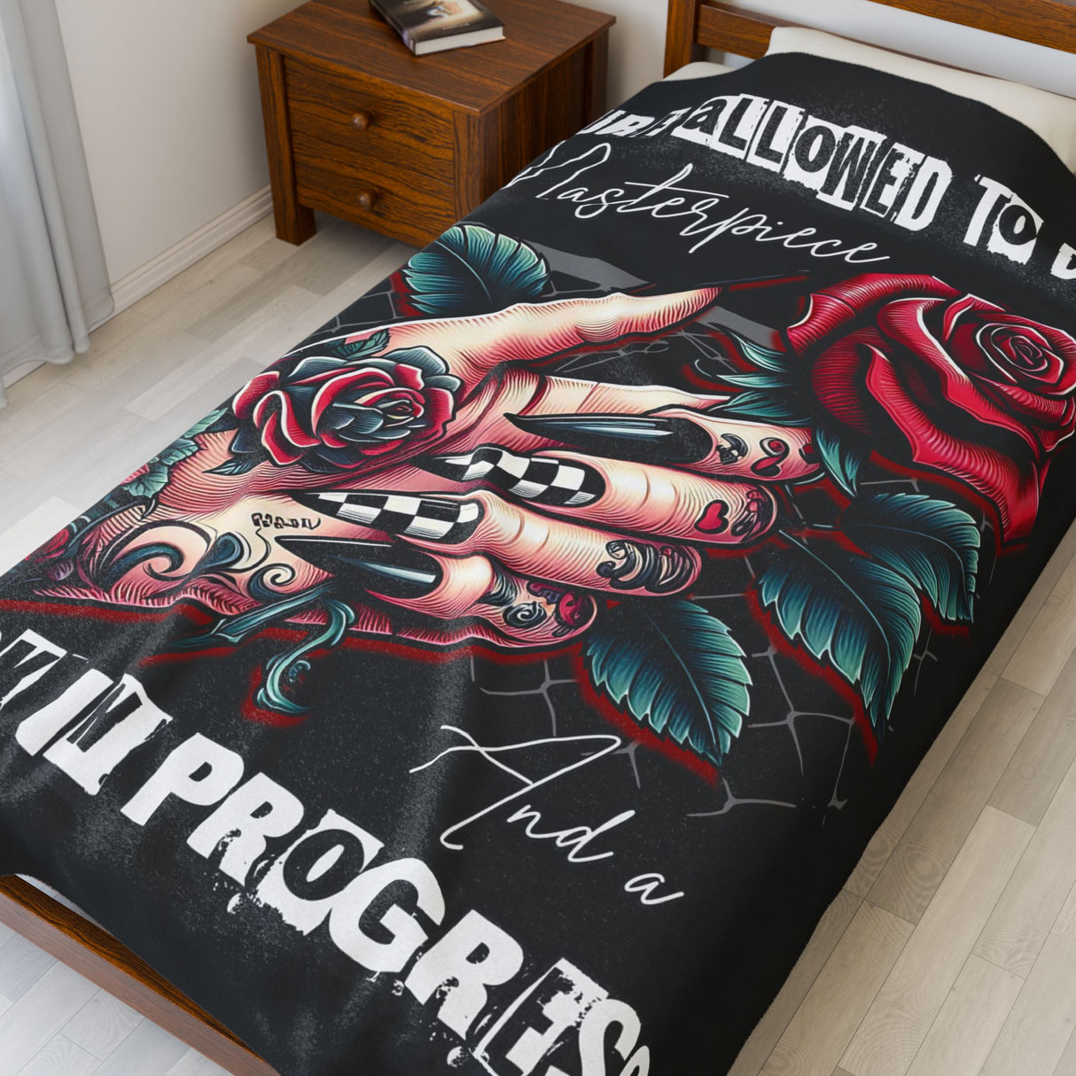 *EXCLUSIVE*You Are Allowed to Be a Masterpiece & A Work in Progress - Velveteen Plush Blanket - Cozy Decorative Throw for Home