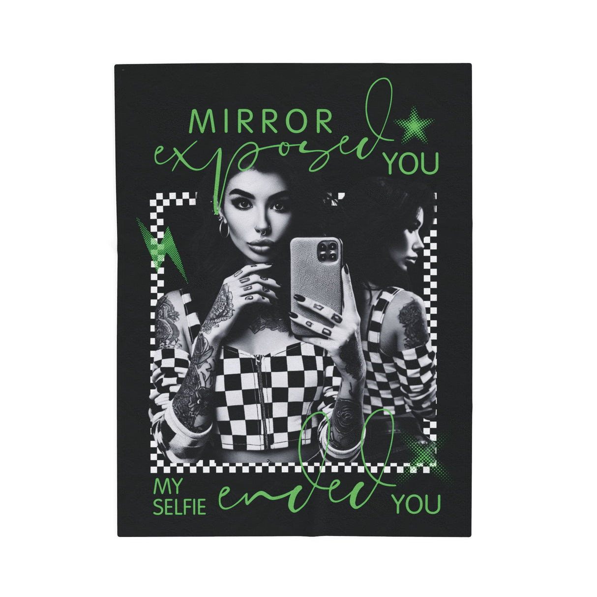 Mirror Exposed You, My Selfie Ended You - Velveteen Plush Blanket - Cozy Decorative Throw for Home