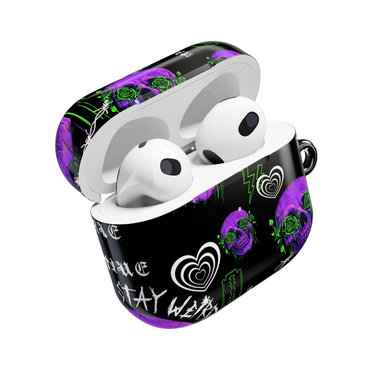 Gothic Skull AirPod Cases with Roses, Edgy Phone Accessories, Unique Halloween Gifts, Trendy Tech Gear, Stylish Earbud Cover