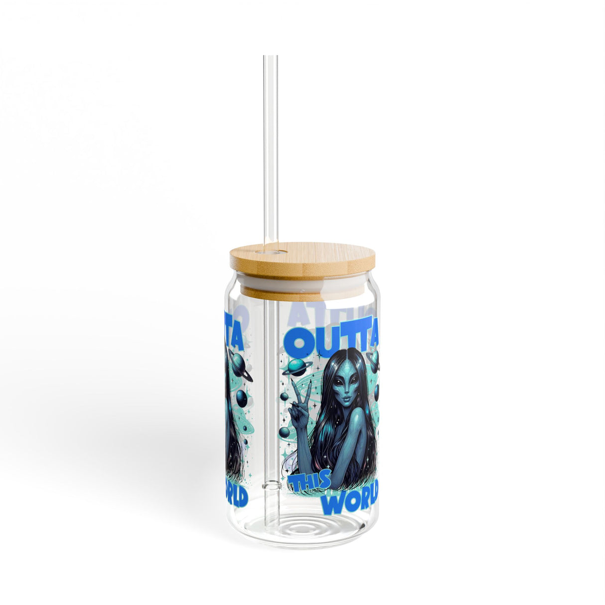 OUT OF THIS WORLD - ALIEN INSPIRED - Sipper Glass - 16oz with Tattoo-Inspired Design