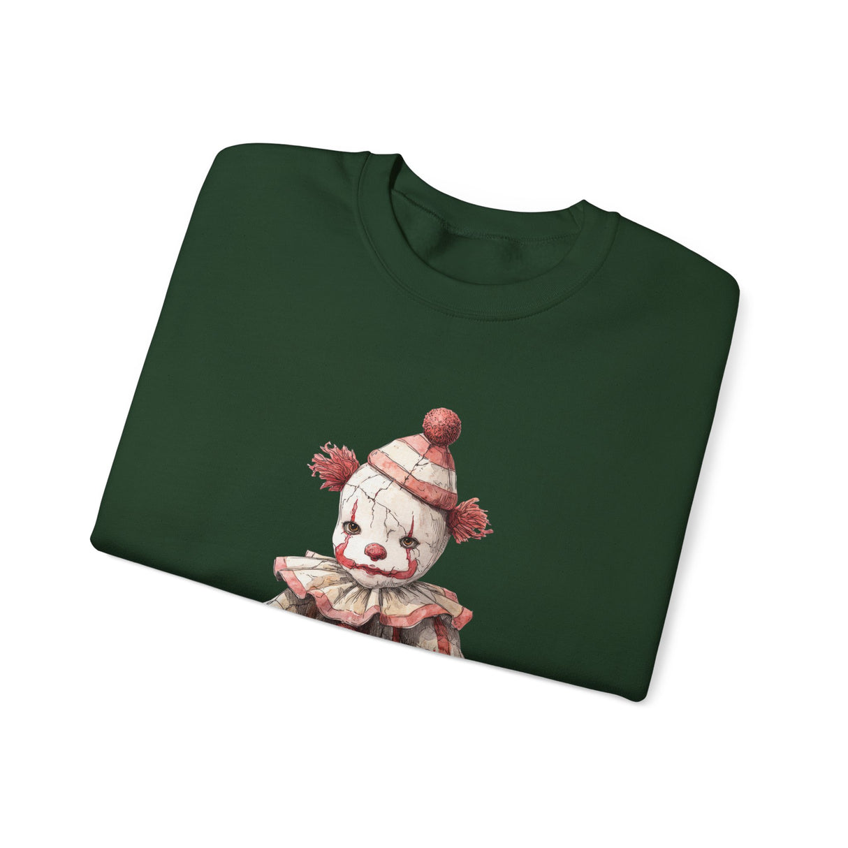 Vintage Rag Doll Clown Sweatshirt | Cute Sitting Clown Illustration