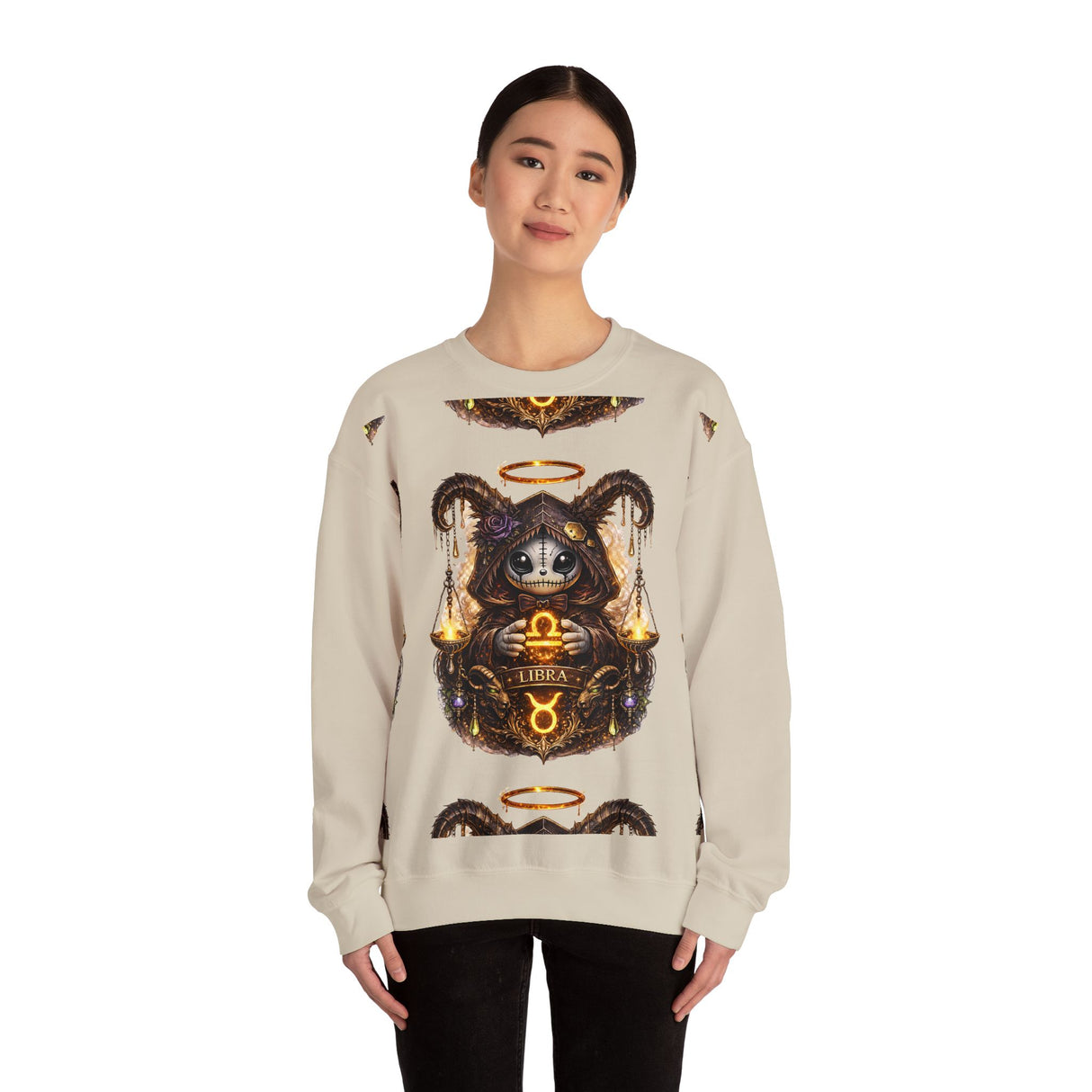 Libra Zodiac Sign | Cute Demon Bunny with Zodiac Symbols Sweatshirt | Astrology Pagan Goth