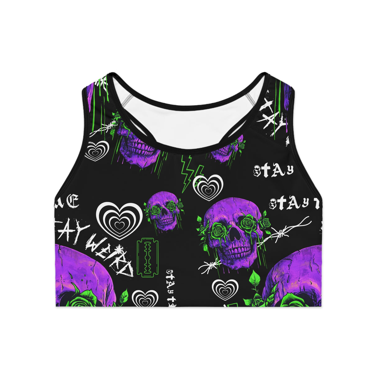 Edgy Skull Sports Bra - Stay Weird Gymwear
