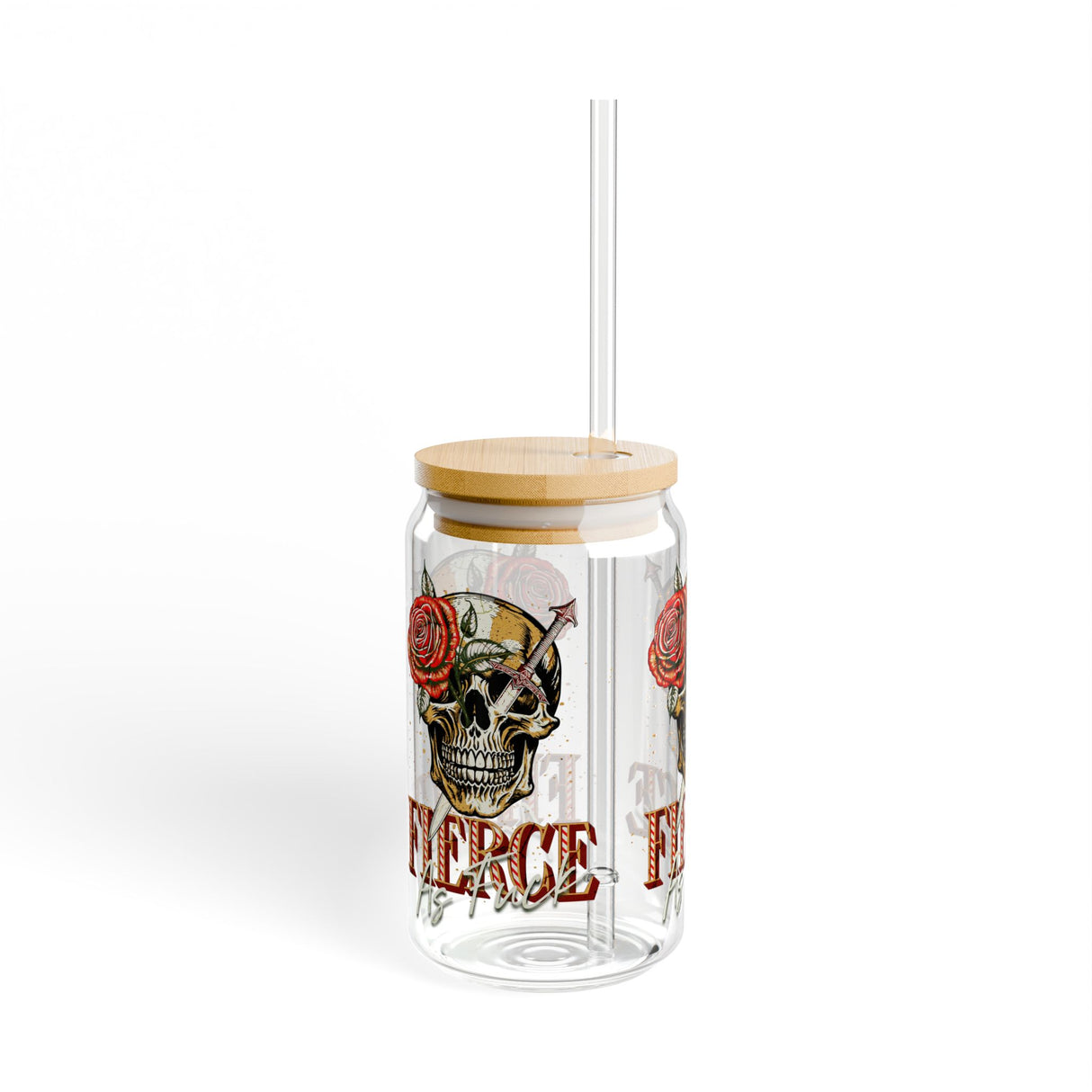 FIERCE AS F&CK - Sipper Glass - 16oz with Tattoo-Inspired Design