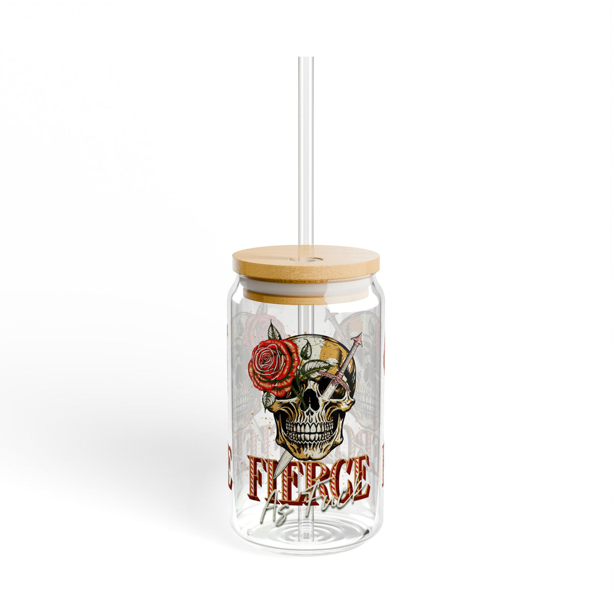 FIERCE AS F&CK - Sipper Glass - 16oz with Tattoo-Inspired Design