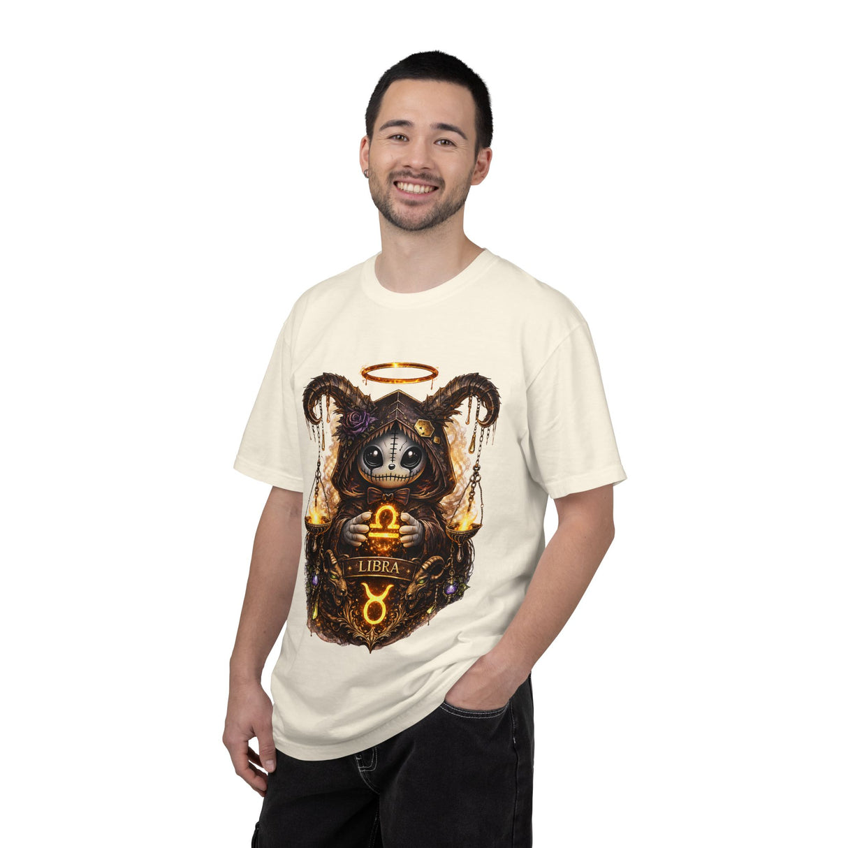 Libra Demon Cat zodiac scales T-Shirt | Astrology spooky occult tee