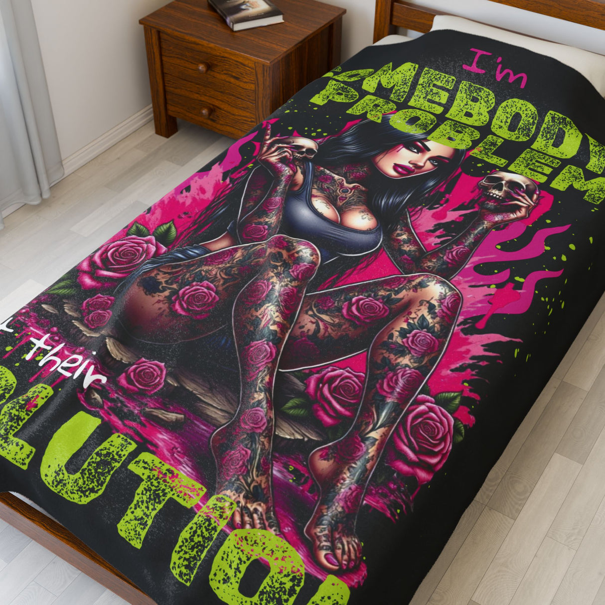 I Am Somebody's Problem, Not Their Solution - Velveteen Plush Blanket - Cozy Decorative Throw for Home