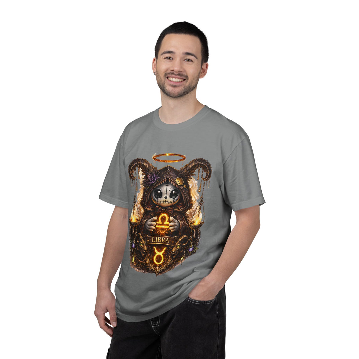 Libra Demon Cat zodiac scales T-Shirt | Astrology spooky occult tee