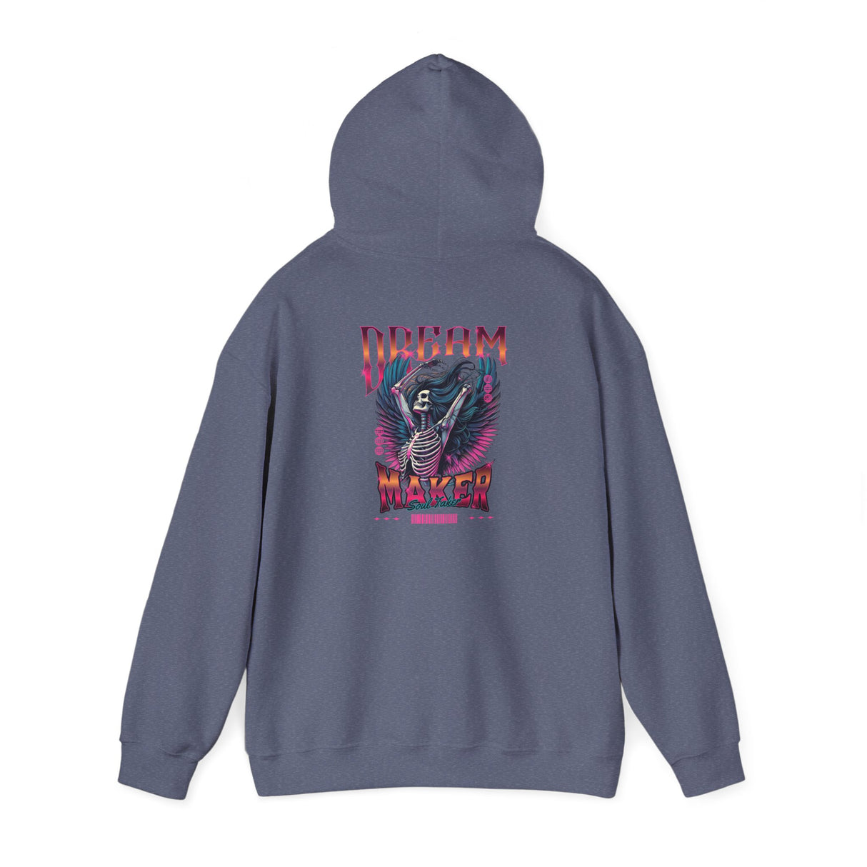 Dream Maker Skeleton Angel Hoodie ON THE BACK OF THE HOODIE | Neon Gothic Wings, Retro Vaporwave