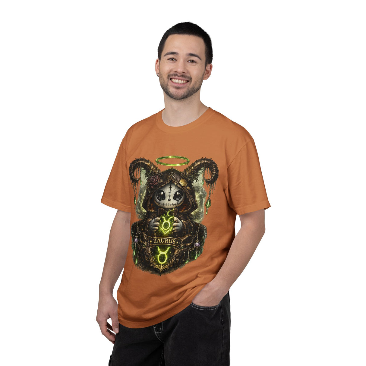 Taurus Ram Headdress Skull T-shirt | Zodiac Astrology Graphic Tee