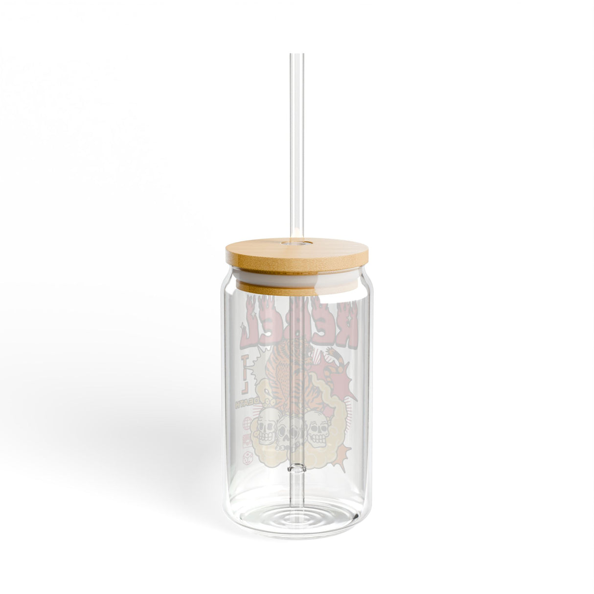 REBEL TIL D$ATH - SCRAPBOOK STYLE - Sipper Glass - 16oz with Tattoo-Inspired Design
