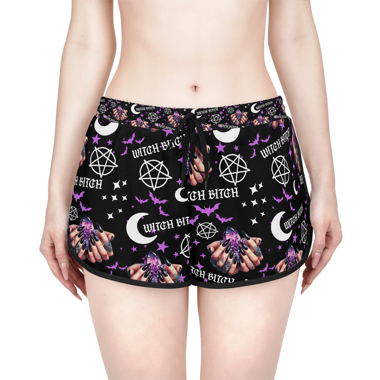 Women's Relaxed Skull Print Shorts - Witch Bitch