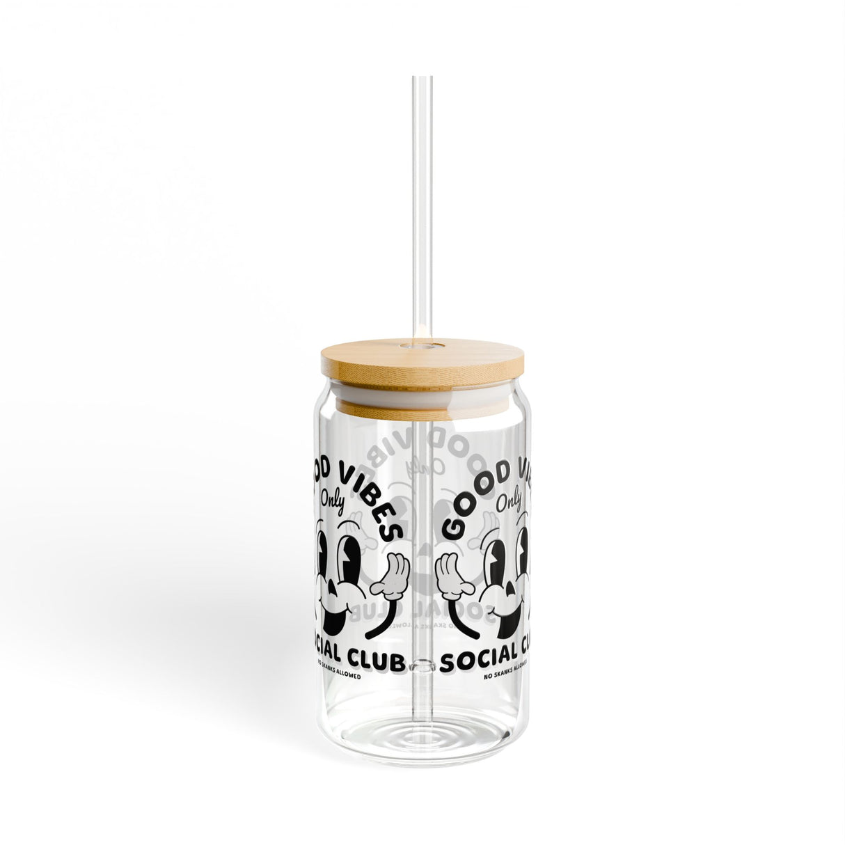 GOOD VIBES SOCIAL CLUB - Sipper Glass - 16oz with Tattoo-Inspired Design