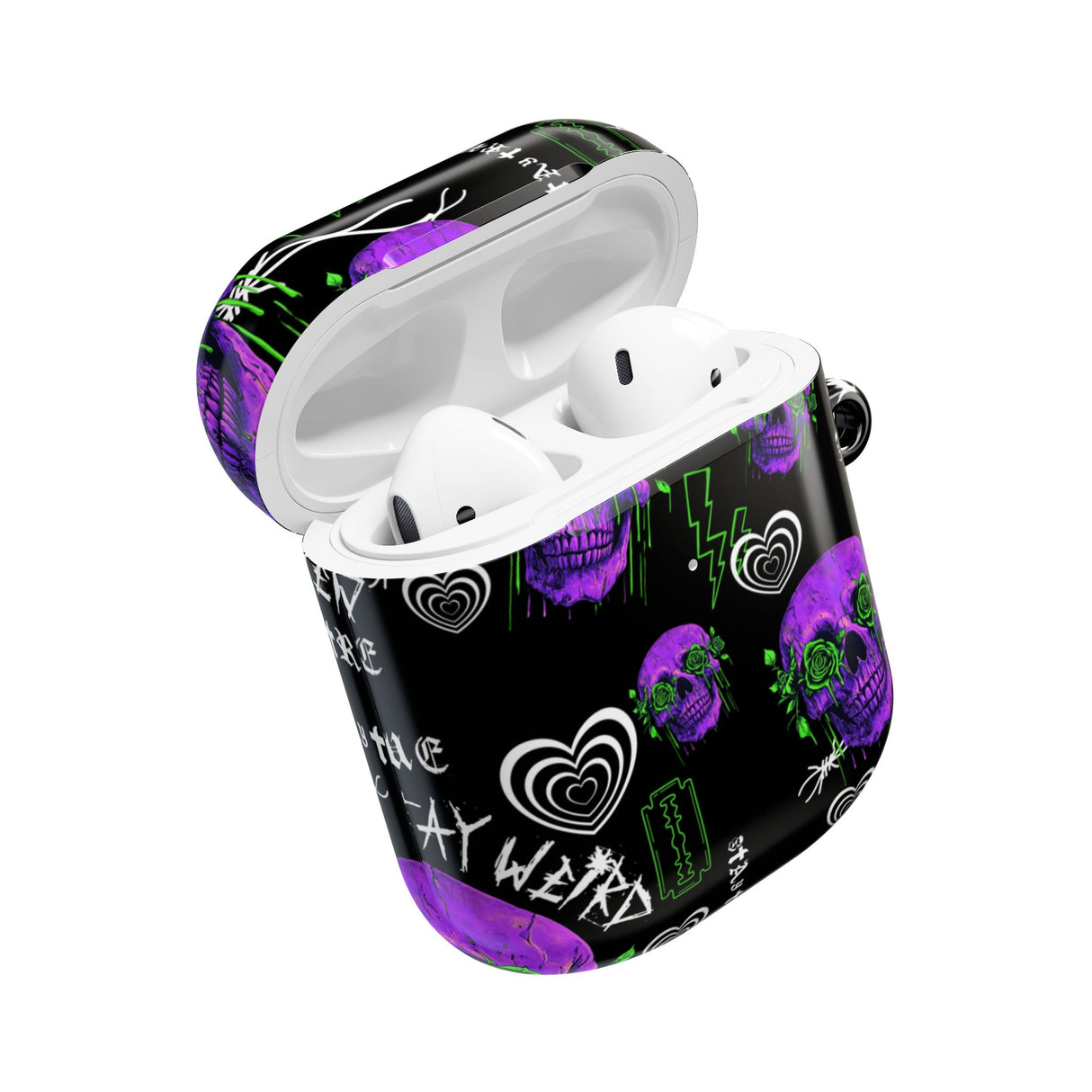 Gothic Skull AirPod Cases with Roses, Edgy Phone Accessories, Unique Halloween Gifts, Trendy Tech Gear, Stylish Earbud Cover
