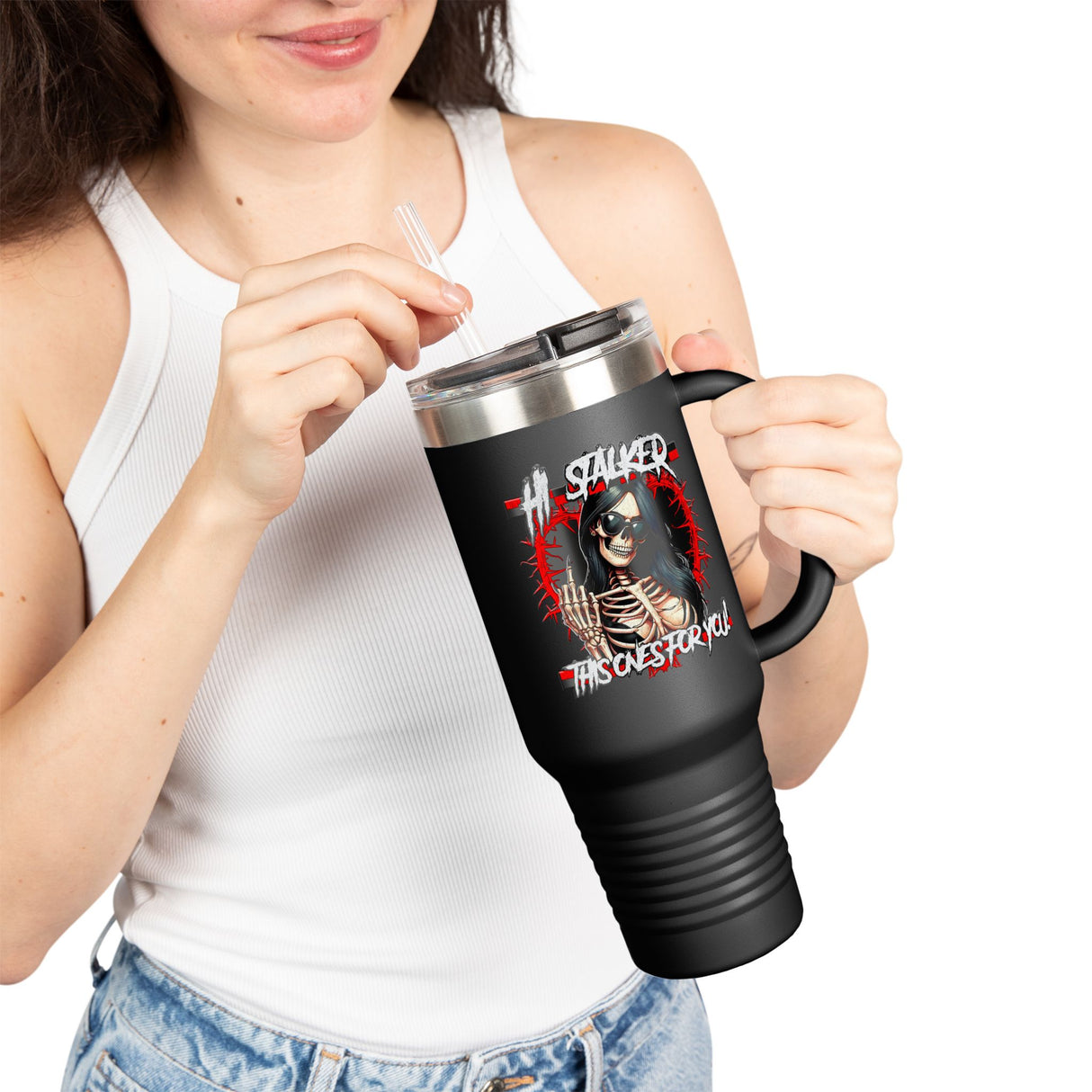 "I'm A Stalker, This One's For You" Insulated Travel Mug, 40oz - Fun & Unique Design for Coffee Lovers