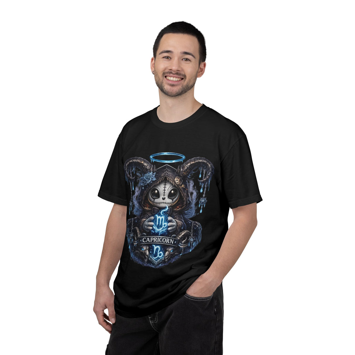 Capricorn Goat Skull Illustration T-shirt | Zodiac Astrology Shirt