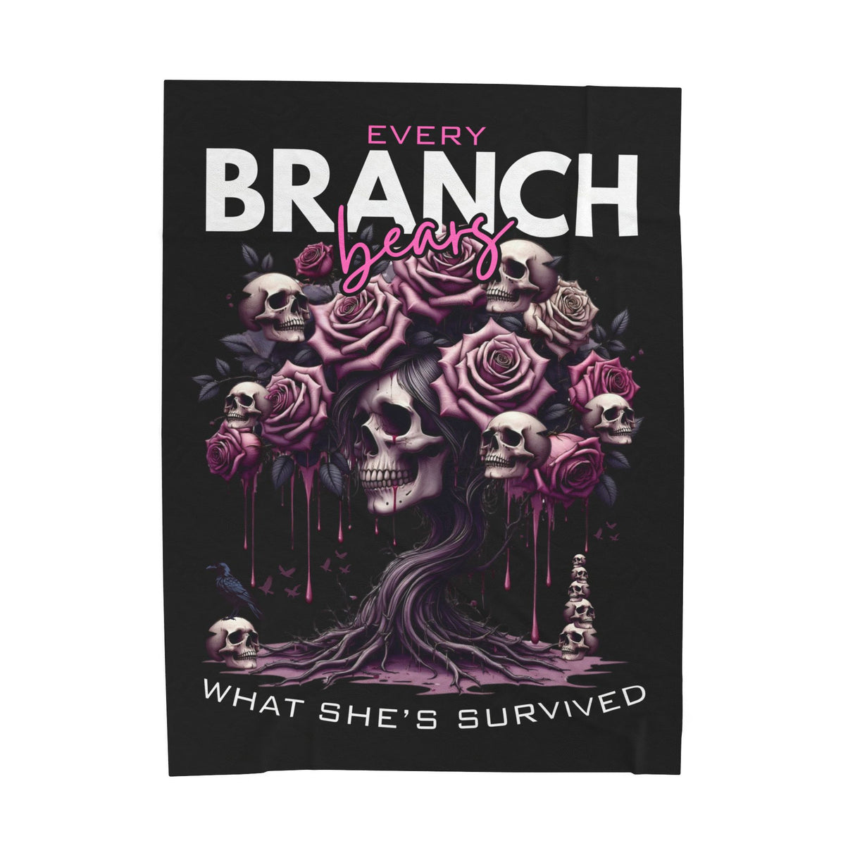 Every Branch Bears What She's Survived Velveteen Plush Blanket - Cozy Gothic Home Decor
