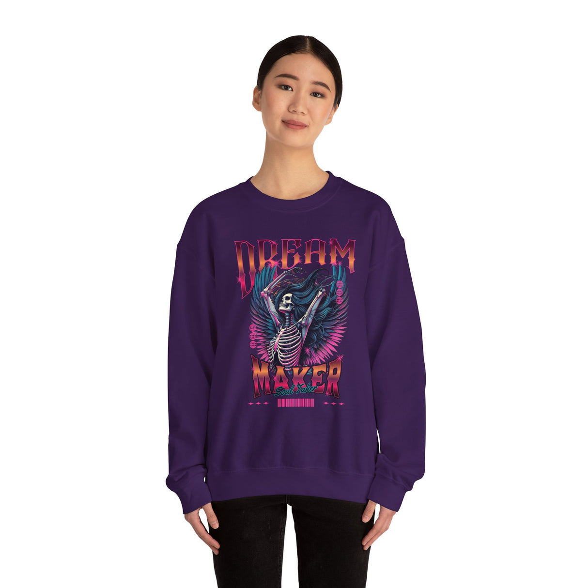 Dream Maker Skeleton with Wings Crewneck Sweatshirt | Gothic Rock Graphic
