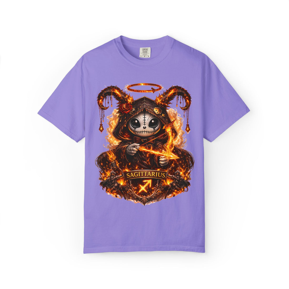 Fiery Sagittarius Skull Archer T-shirt | Zodiac Archer Graphic Tee