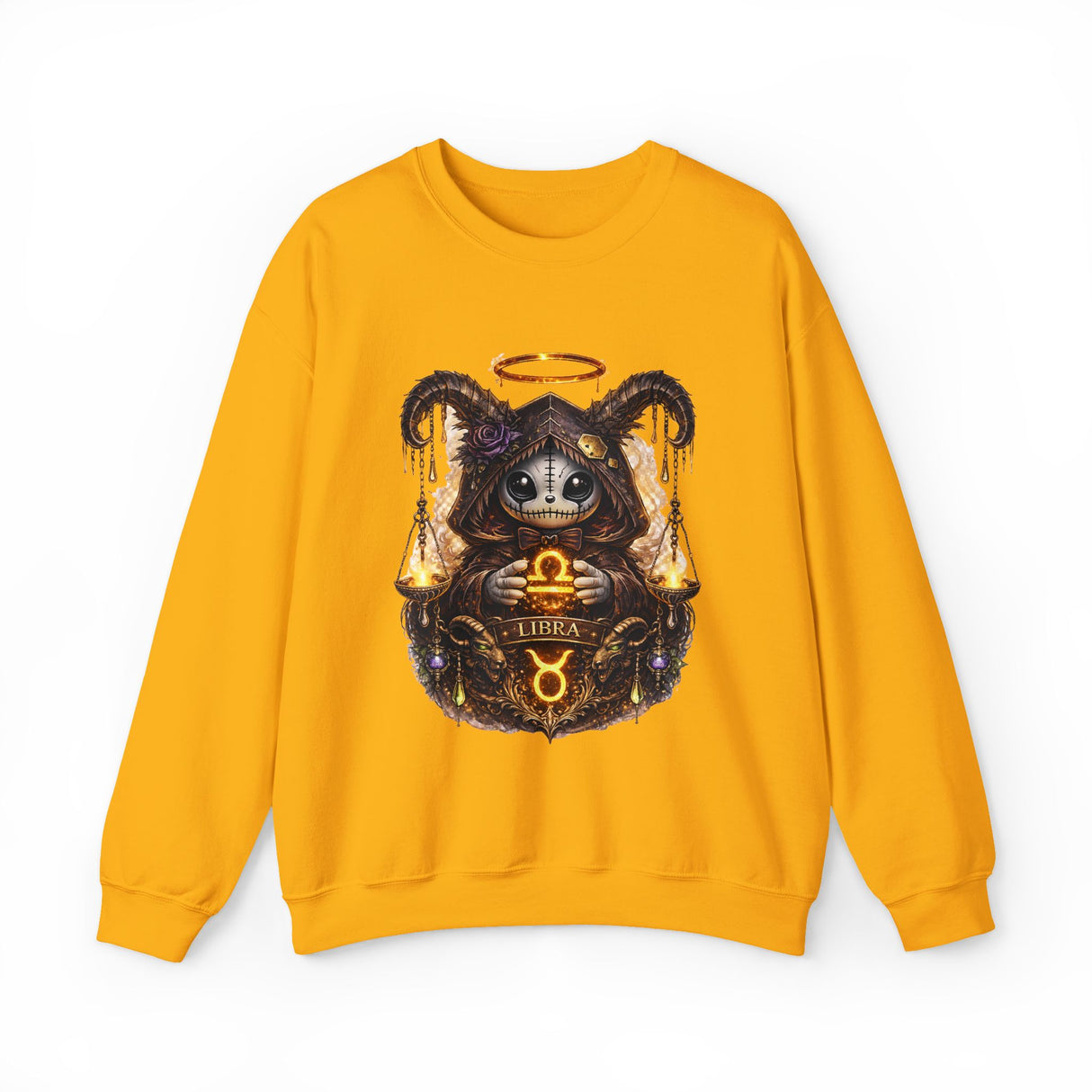 Libra Zodiac Sign | Cute Demon Bunny with Zodiac Symbols Sweatshirt | Astrology Pagan Goth