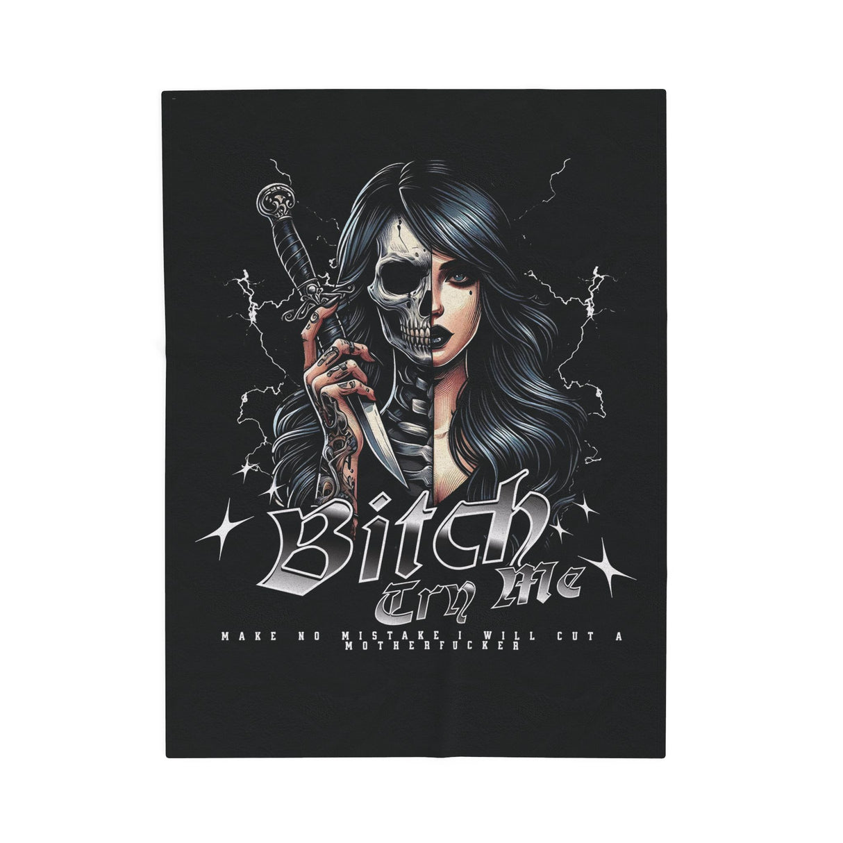 Bitch Try Me - Velveteen Plush Blanket - Cozy Decorative Throw for Home