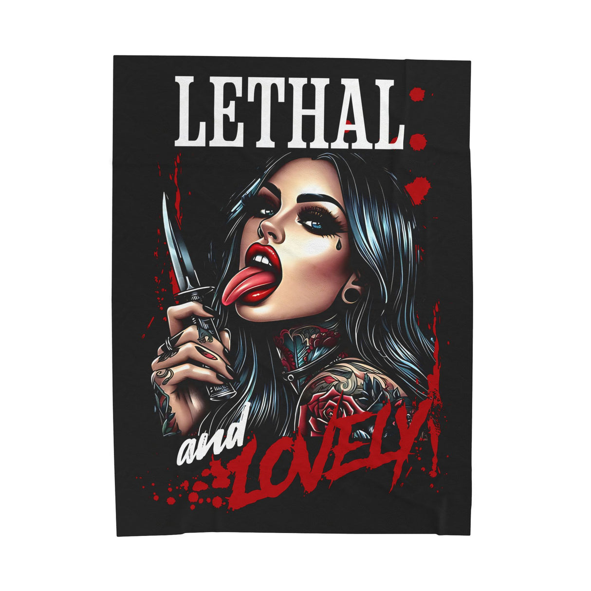 Lethal & Lovely Velveteen Plush Blanket - Cozy Gothic Home Decor