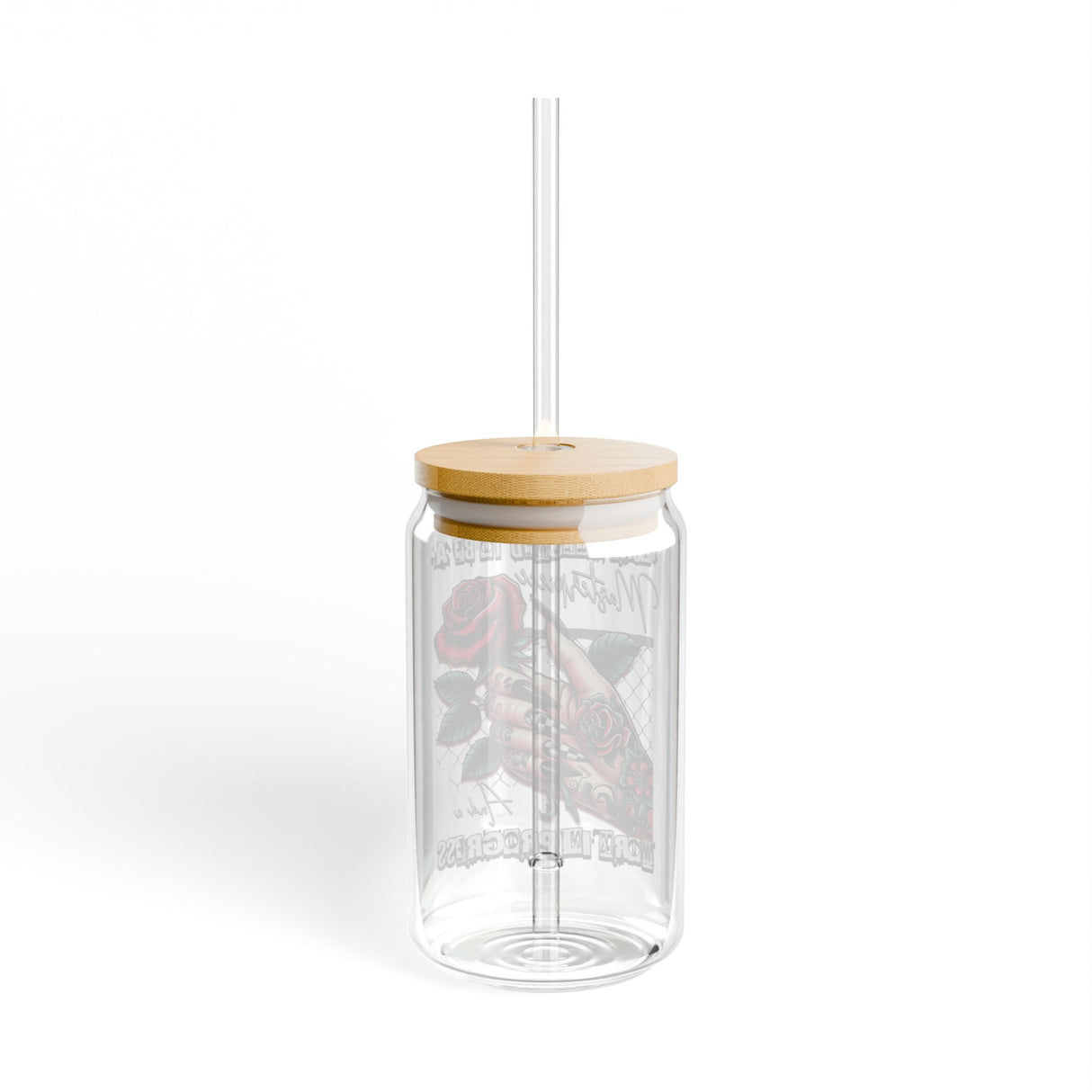 YOU'RE ALLOWED TO BE A MASTERPIECE AND A WORK IN PROGRESS Motivational Sipper Glass - 16oz with Tattoo-Inspired Design