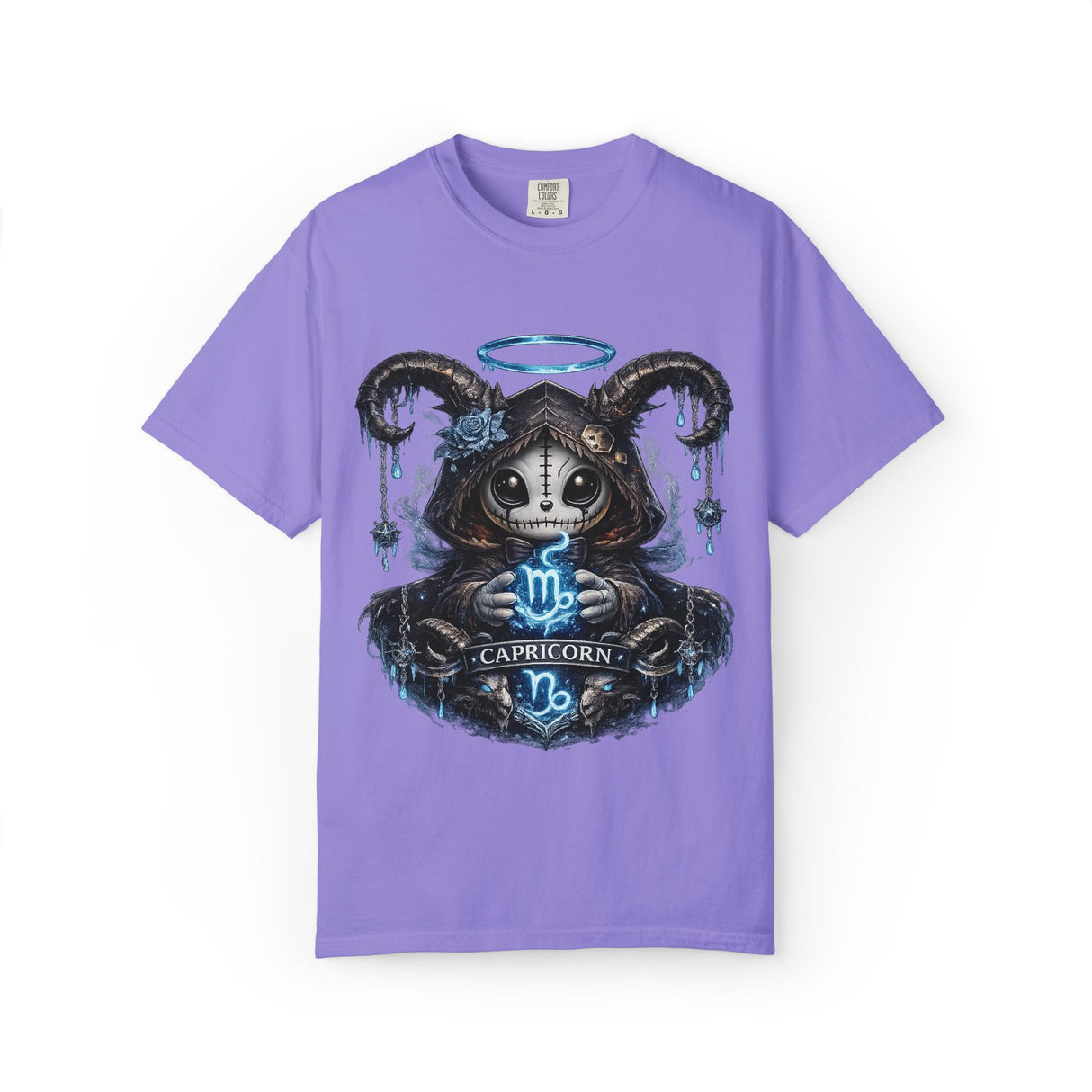 Capricorn Goat Skull Illustration T-shirt | Zodiac Astrology Shirt