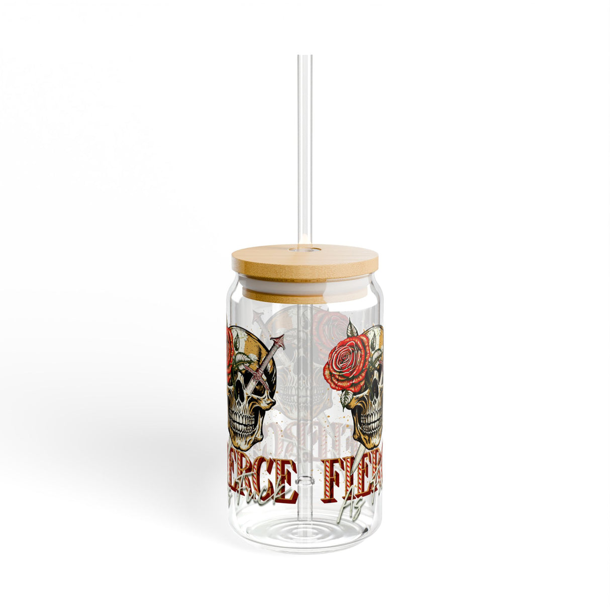FIERCE AS F&CK - Sipper Glass - 16oz with Tattoo-Inspired Design