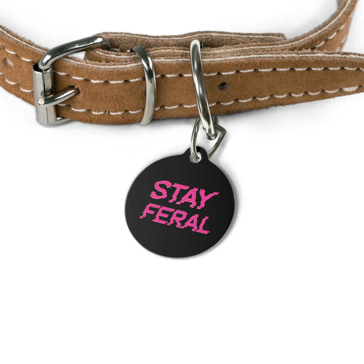 *BLACK*Stay Feral Pet Tag - Unique Dog & Cat ID Tag