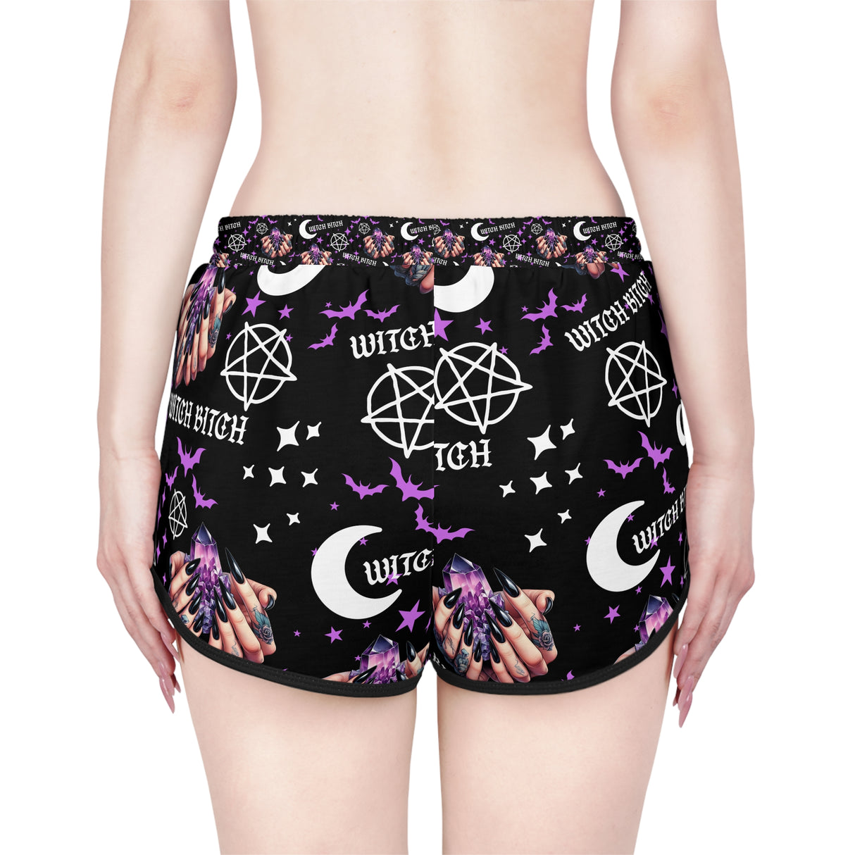 Women's Relaxed Skull Print Shorts - Witch Bitch