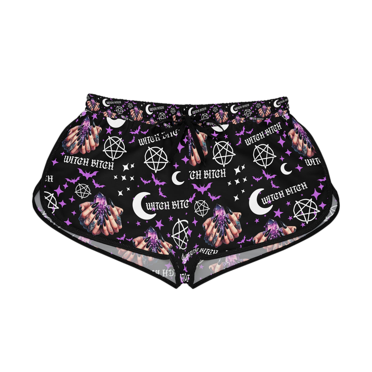 Women's Relaxed Skull Print Shorts - Witch Bitch