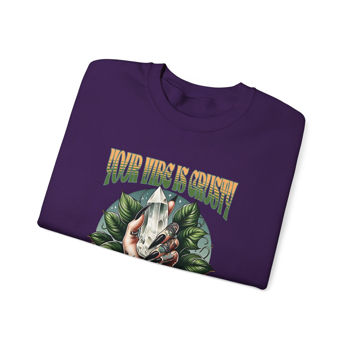 Your Vibe is Crusty, Use This Hand Holding Skull and Snake Crewneck Sweatshirt | Gothic Botanical Graphic