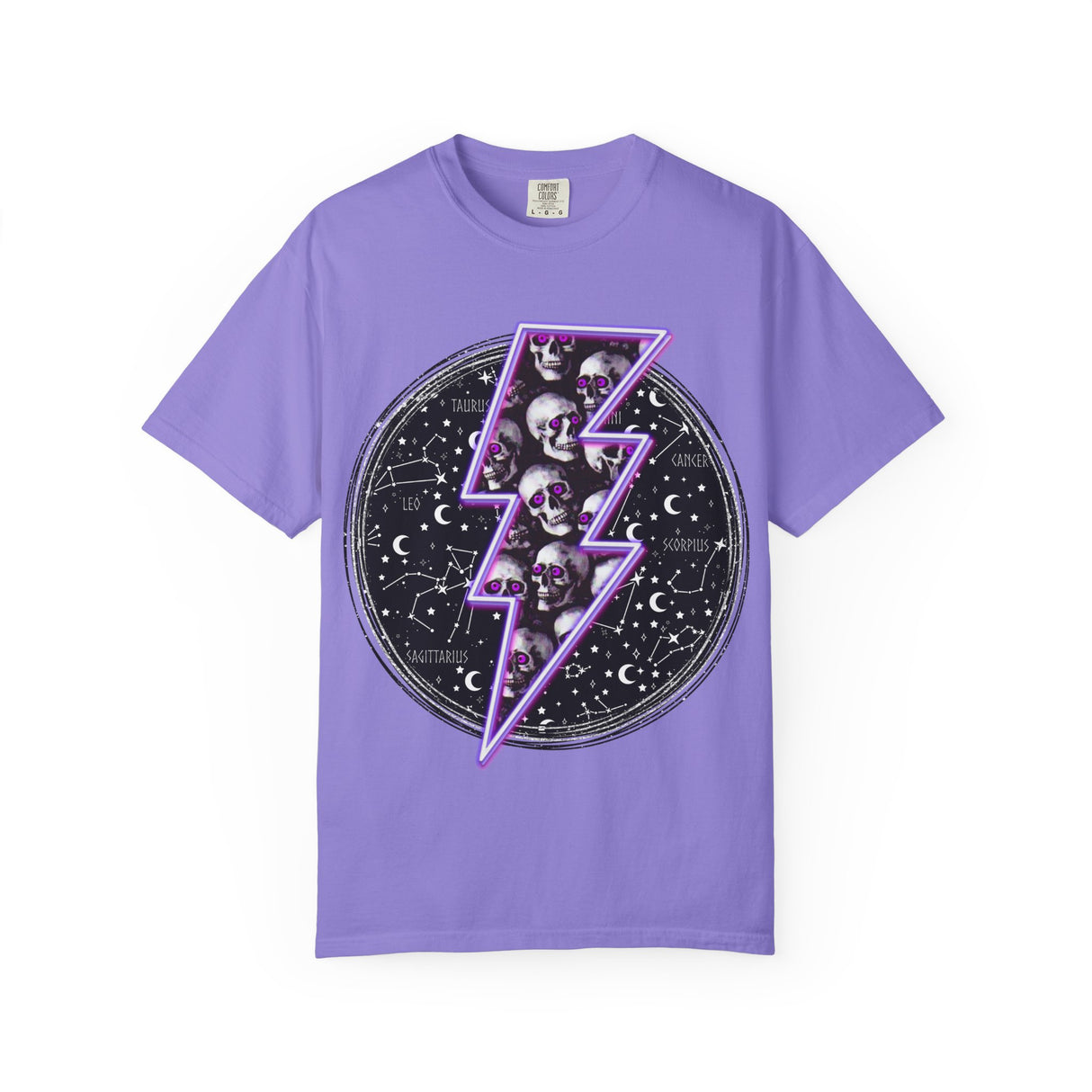 Skull Lightning Bolt T-Shirt | Neon Purple Skull Bolt Tee