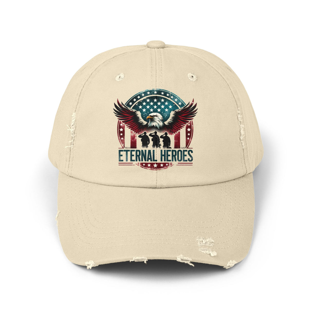 Eternal Heroes Unisex Distressed Cap - Patriotic Hat for Veterans and Heroes