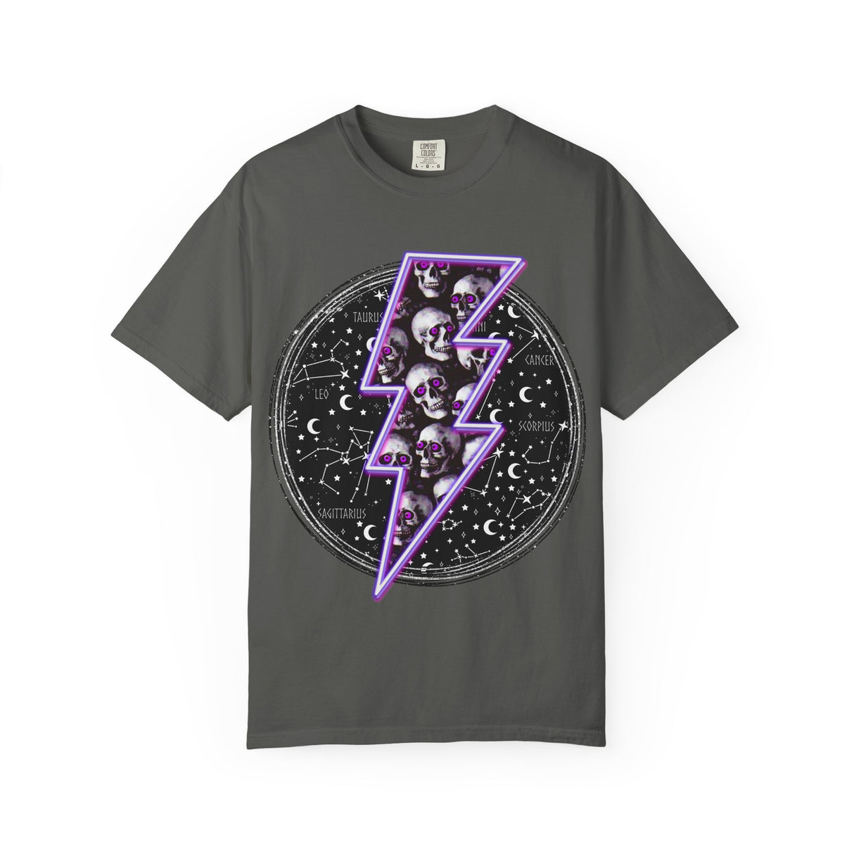 Skull Lightning Bolt T-Shirt | Neon Purple Skull Bolt Tee