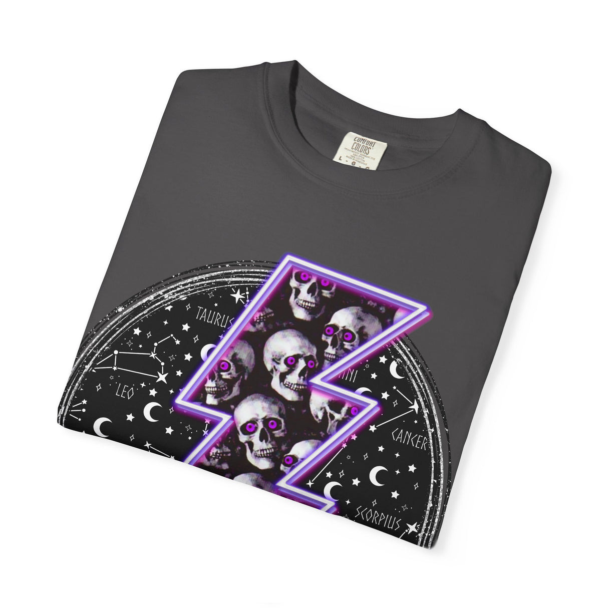 Skull Lightning Bolt T-Shirt | Neon Purple Skull Bolt Tee